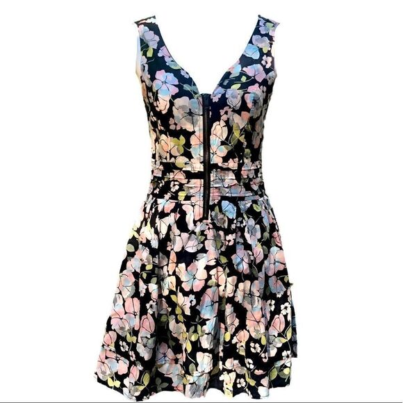 AMERICAN RAG ZIP FRONT FLORAL PRINTED FLOWY COTTON FIT & FLARE M - Picture 1 of 12